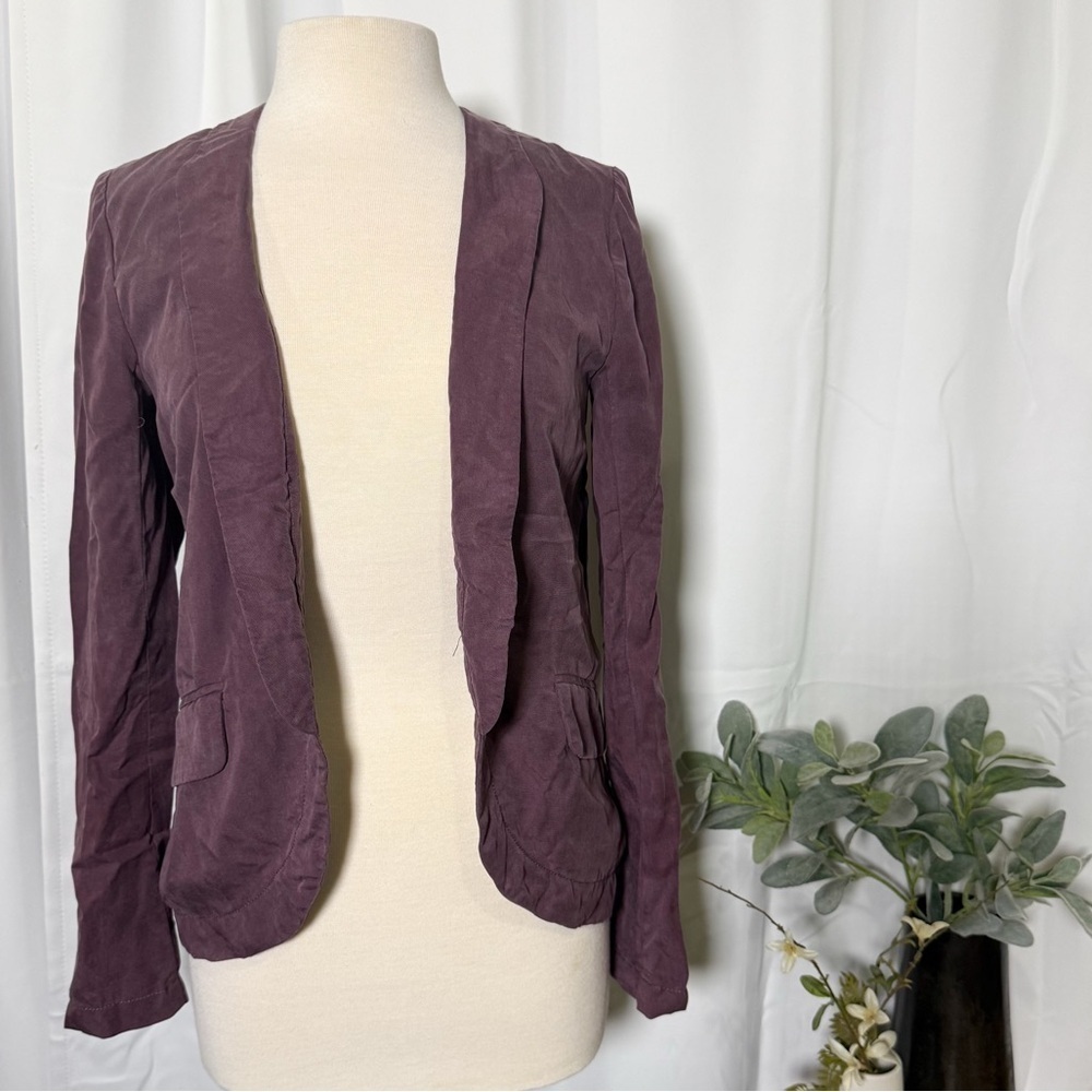 3/$20 Anthropologie Elevenses Blazer Jacket Open Front Purple women’s size 4 - Picture 11 of 11